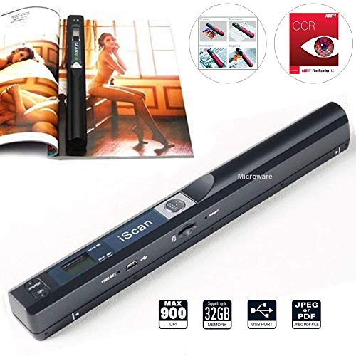 Image of Microware Portable Scanner iSCAN 900 DPI A4 Document Scanner Handheld for Business, Photo, Picture, Receipts, Books, JPG /PDF Format Selection, Micro SD Card Hand Scanner