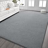Kimicole 4x6 Washable Area Rugs for Bedroom Living Room, Low Pile Ulta-Thin Solid Color Rug, Non-Slip Soft Fluffy Carpet for Nursery Kids Room Dorm Room Home Decor (Grey)