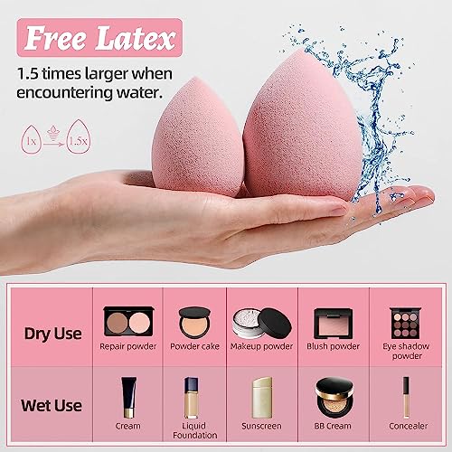 Image of SUAKE 7in1 Professional Beauty Blender Set for Face Makeup | Makeup Sponges Set is suitable with Liquid & Creams | Sponge makeup is for all Skin Types & it is Soft Latex-Free Reusable & washable (Multicolor 4 Big + 3 Mini=7 Pcs)