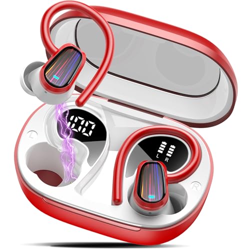OYIB-Auriculares-inalambricos-Deportivos-2024-Auriculares-Bluetooth-54-con-HiFi-Estereo-HD-Microfono-50H-Cascos-Inalambricos-con-Pantalla-LED-IP7-Impermeable-Auriculares-para-Sport-Rojo