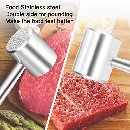 Nonley Meat Tenderizer, Stainless Steel Mallet/Hammer/Pounder Heavy Duty Meat Hammer Softener for Tenderizing Steak, Beef, Chicken, Lamb, Flattening & Pounding