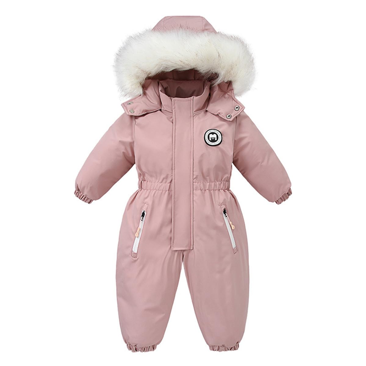 Baby Junge Mädchen Schneeanzug Kinder Langarm Hoodie Dicker Overall Skianzug Reißverschluss Einteiliger Body Winter Warmer Strampler