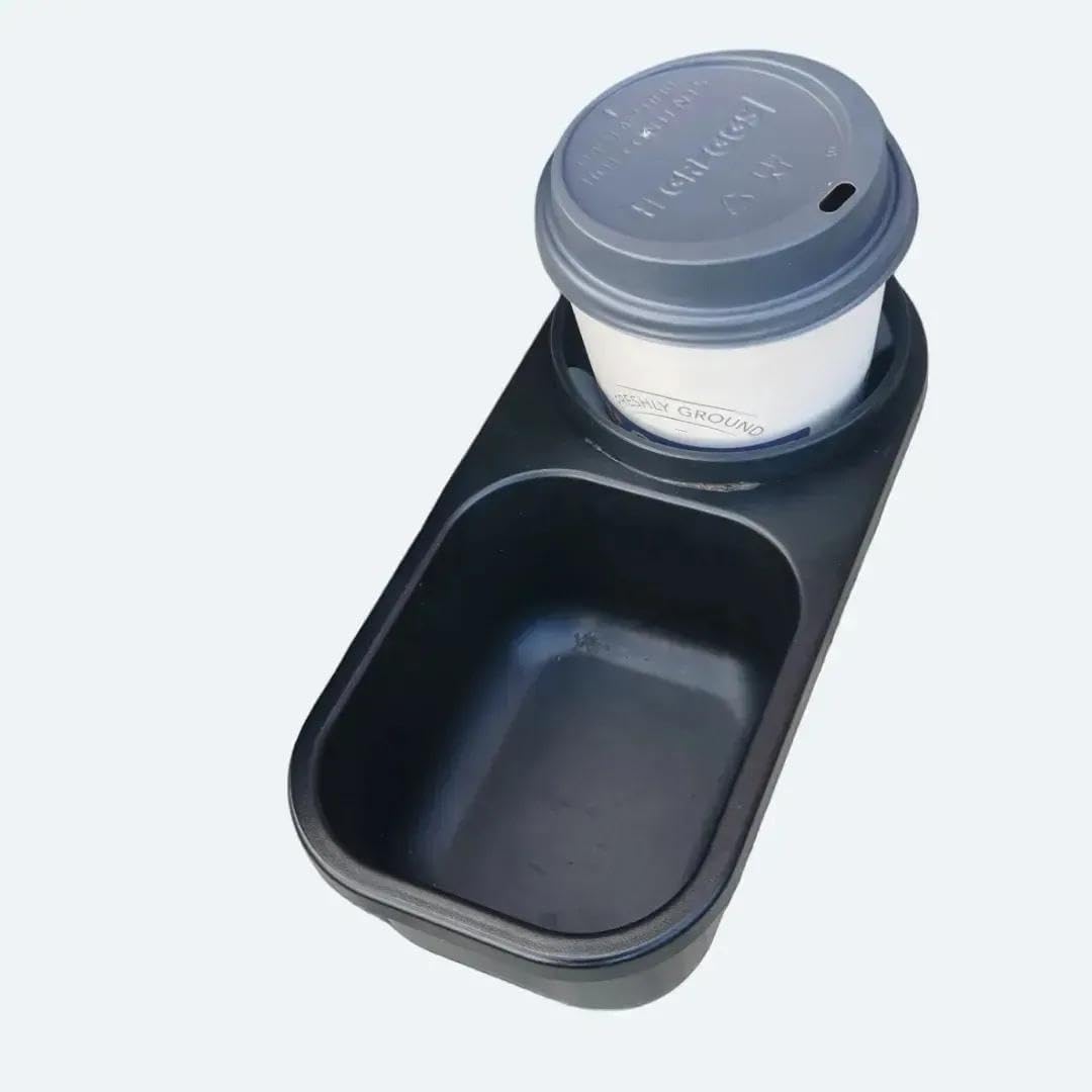 Getränkehalter mit Tablett; ideal für Flaschen, Schlüssel, Snacks, Handys; universell passend für jeden Kinderwagen, Buggy, Kinderwagen, Rollator, Rollstuhl, Gehhilfe