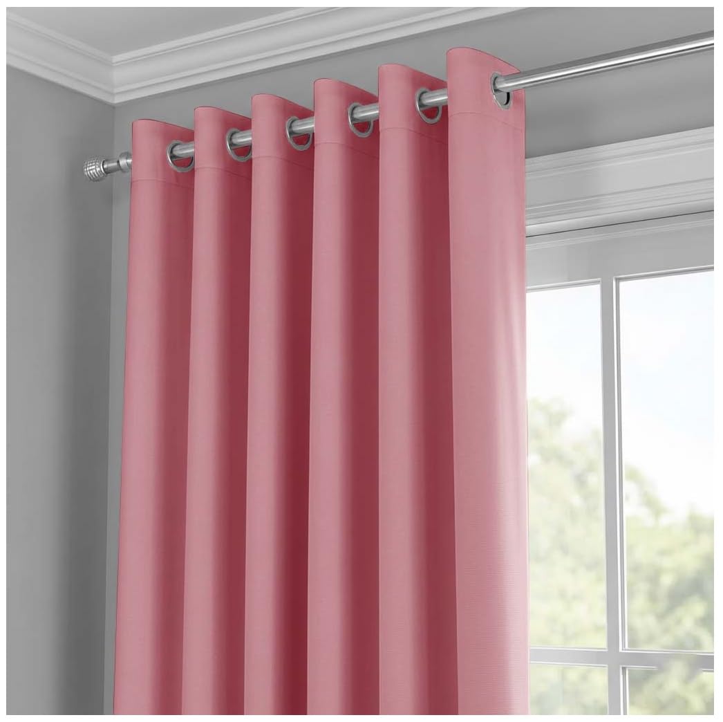 J.Din Blackout Curtains for Bedroom - Door Curtain Thermal Insulated Eyelet Panels - Single Drape for Living Room (Pink, 90 x 90 Inch Drop, 1 Panel)