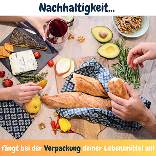 Foto von Young Roots® XXL Bienenwachstuch für Brot I Plastikfreie Alternative, Brot frisch halten ohne Alu- oder Frischhaltefolie I Bio, wiederverwendbar, nachhaltig & natürlich Zero Waste I Tuch 50 x 60 cm