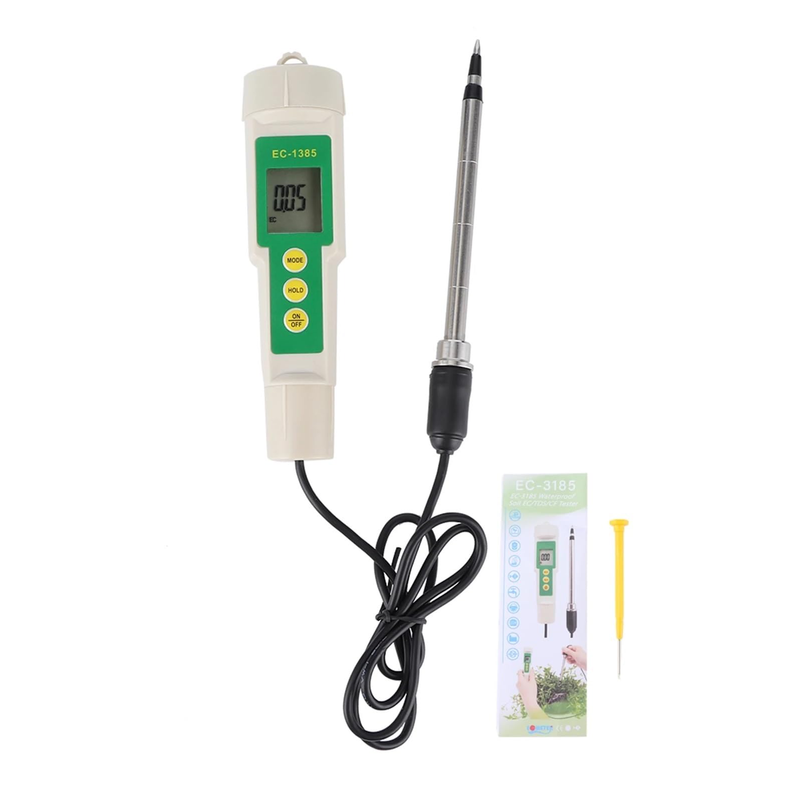 Testeur de conductivité EC-3185, testeur Portable conductivité/Concentration du Sol, salinité, for sols agricoles, horticoles et Plantation Jardinage, Agriculture