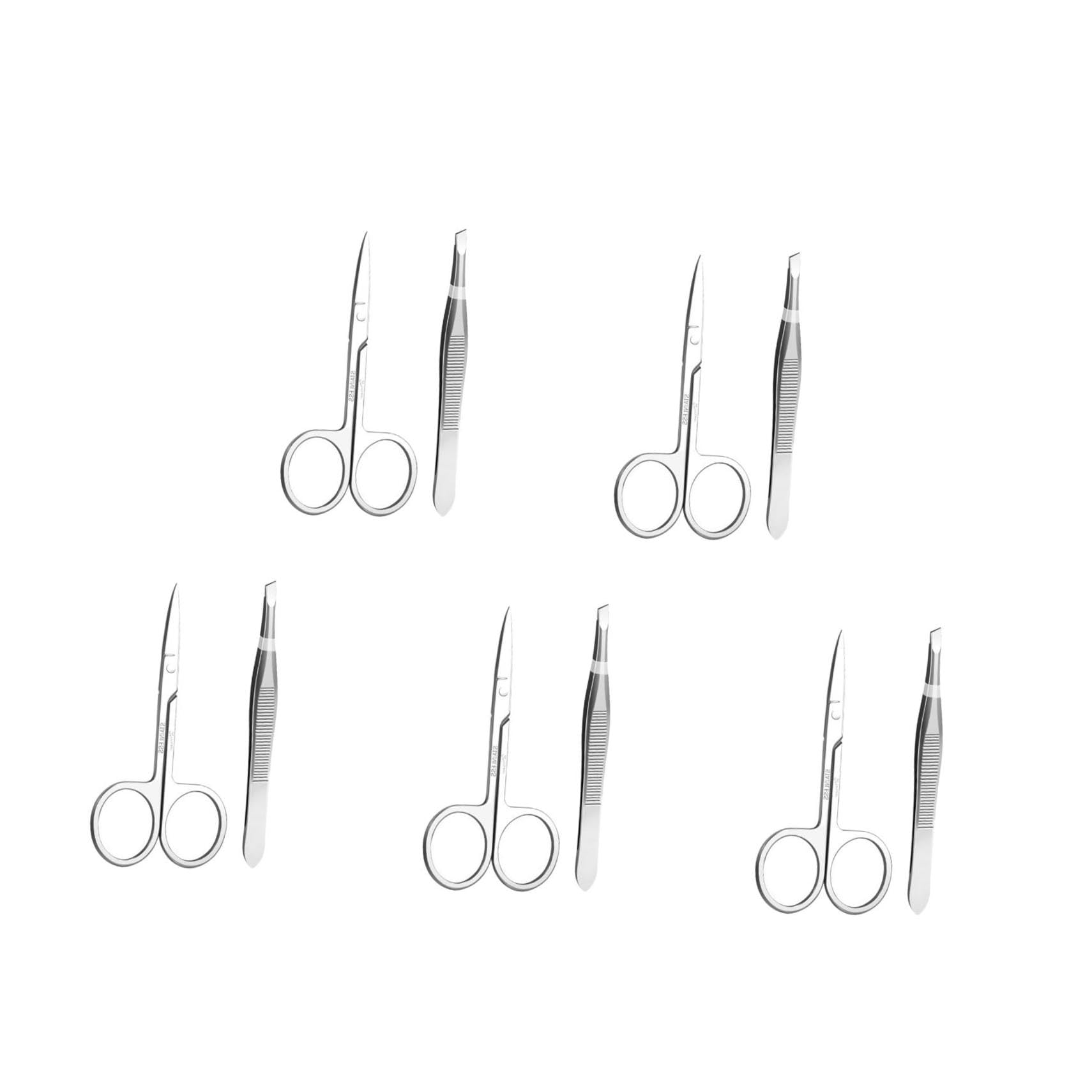 PACKOVE 5 Set Sopracciglia Acciaio Inossidabile Kit Pinzette per Rifinire Sopracciglia Strumenti Compatti e Leggeri