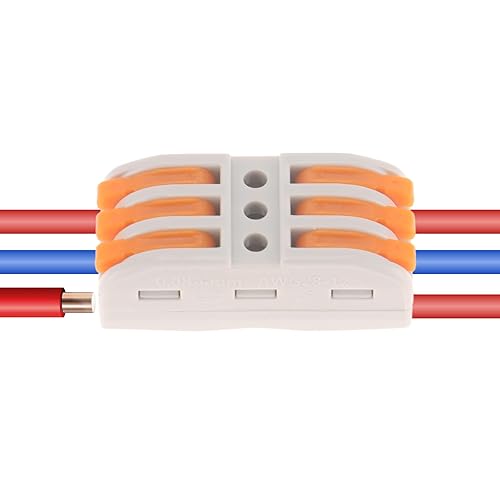 Miniatura 3 de DIANN Conectores de cable de palanca, empalmes en línea de 3 circuitos, conector de cable eléctrico SPL-3, tuercas de palanca, conectores de alambre