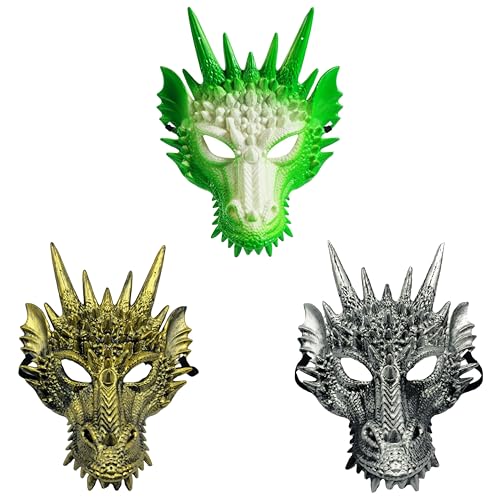 Image of Komonee 3 x Dragon Mask Halloween Adult Drake Lizard Costume Party Game Unisex Fancy Dress Up GOT Outfit Dungeons Thrones