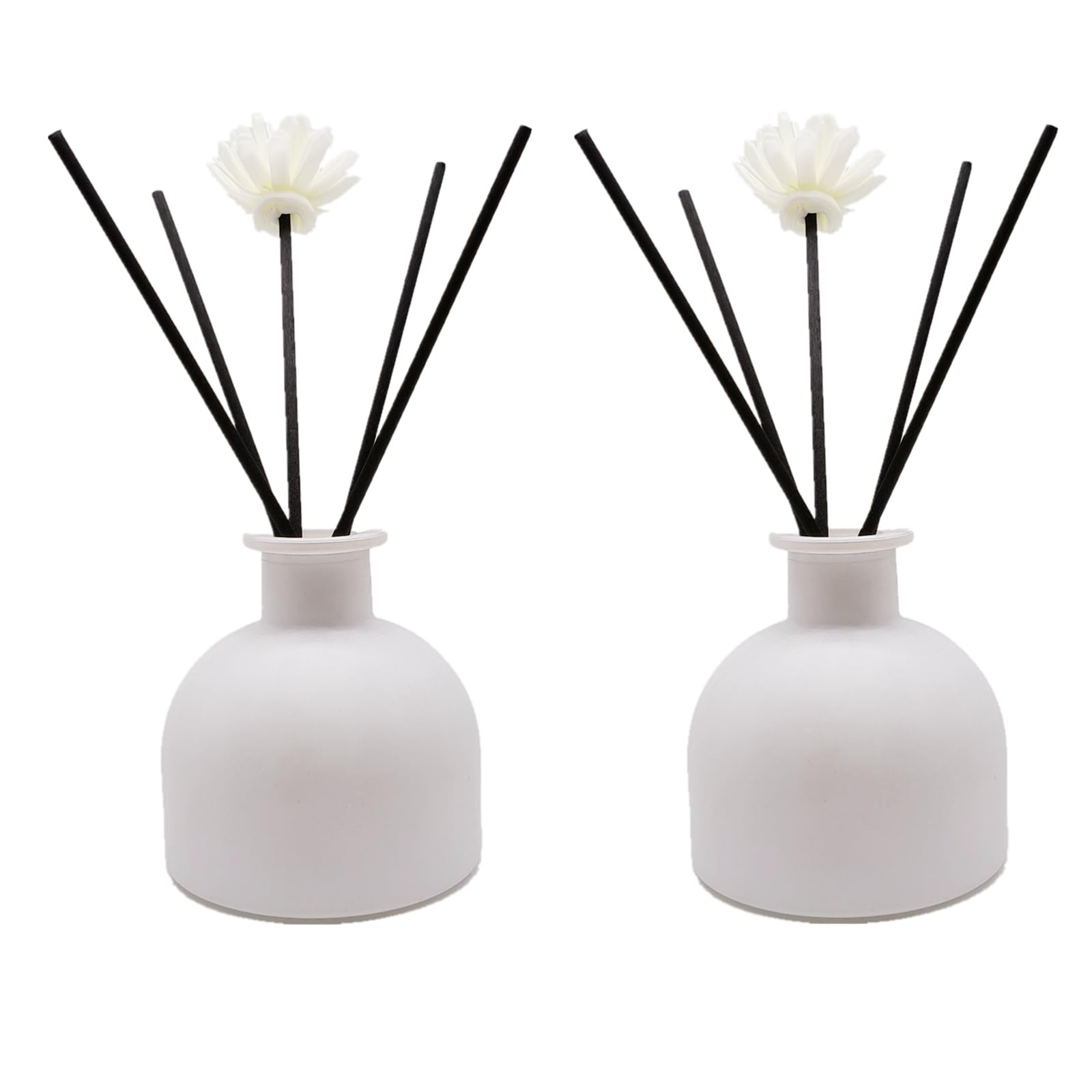 2PCS Perfume Reed Diffuser Bottle,Empty Glass Container 100ml Fragrance Accessories use with Black Sticks for DIY Replacement (Matte White)
