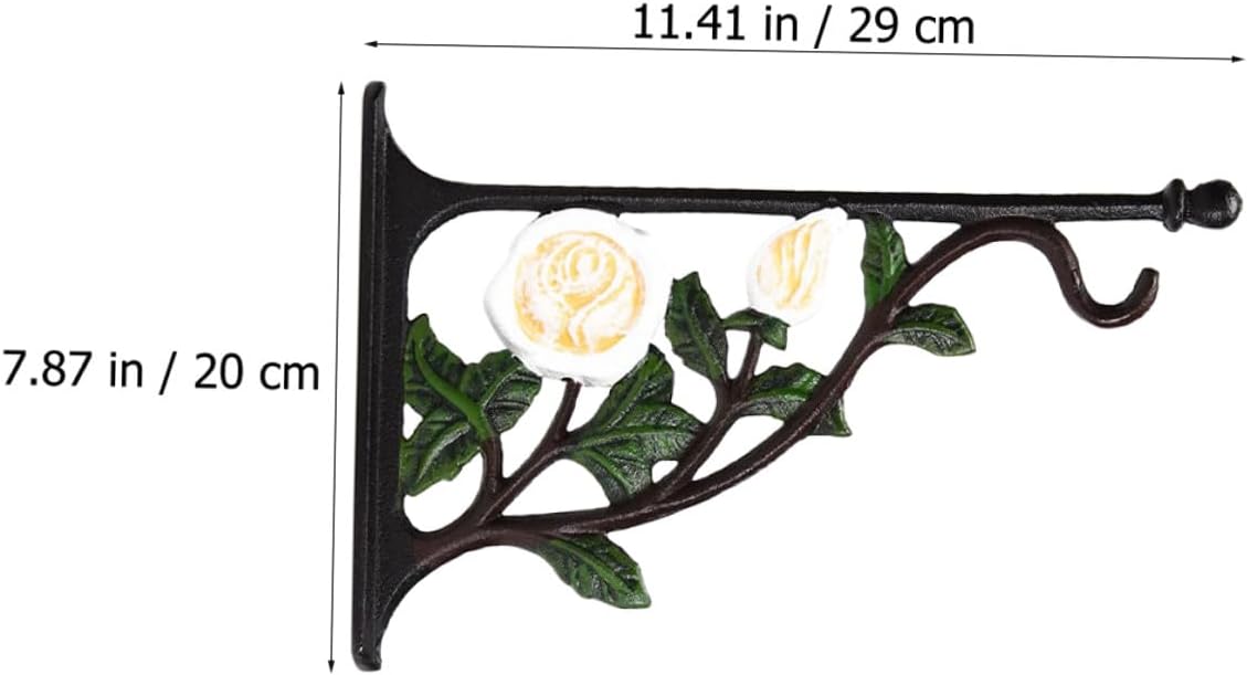 Cast Iron White Rose Wall Mount Hook for Hanging Flower Pots and Bird Feeders, Sturdy Metal Hanging Basket Bracket for Indoor and Outdoor Garden Décor