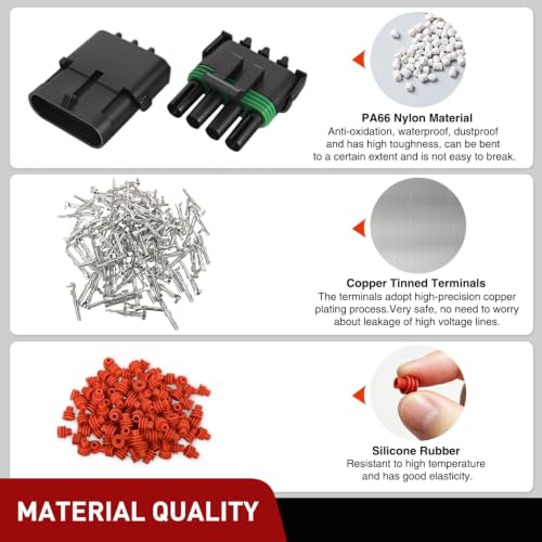 Image of Nilight 180PCS 10 Kits 4 Pin Waterproof Automotive Electrical Connector Kit