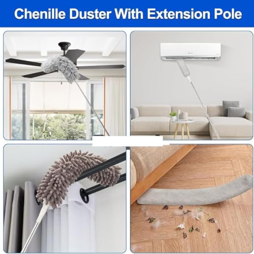 Image of 5-in-1 Fan Cleaning Kit with Extendable Rod | Microfiber Ceiling Fan Cleaner, Dusting Brush Set for Home, Wall, AC & Hard-to-Reach Areas