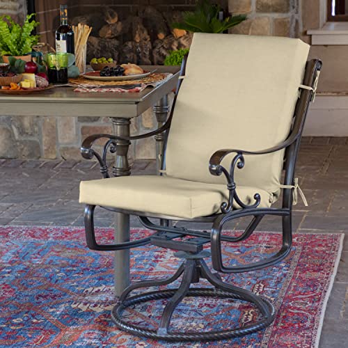 Image of Arden 4-Pack Outdoor Patio Dining Chair Cushion, 20 x 44, Rain-Proof Seat Pad, Fade-Resistant Outdoor Cushion Tan Leala