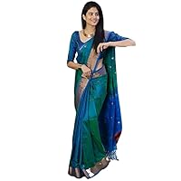 Women Kanjivaram Pure Zari Soft Silk Saree With Blouse Piece