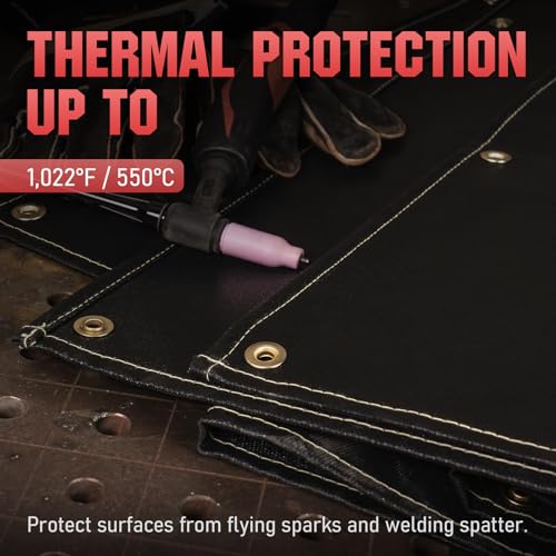 Image of YESWELDER Heavy Duty Silicone Coating Fiberglass Welding Blanket, 2 Pack 4 x 6ft Fireproof Insulation Blanket, 1 /3 inch(8mm) Thickened Weld Cover with Grommets, Thermal Resistant Welding Curtain Mat Grill
