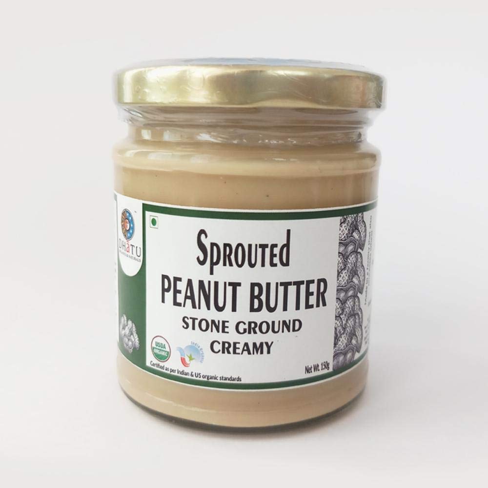 Dhatu By Rootz Organics Sprouted Peanut Butter Stone Ground Creamy 150 gram Gluten Free, Vegan