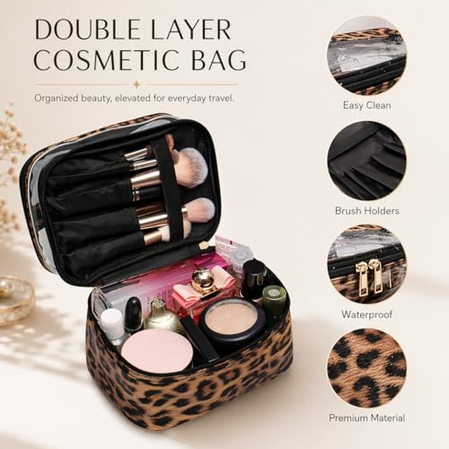 imerelez Double-Layer Transparent Makeup Bag