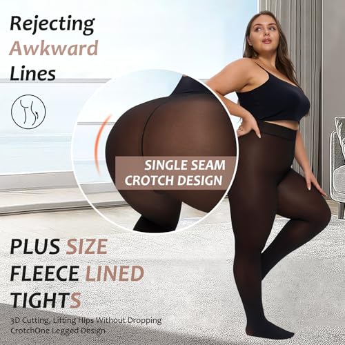 Image of UISLII Plus Size Fleece Lined Tights for Women