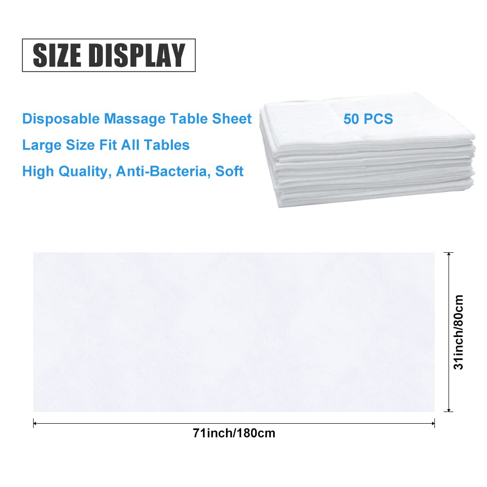 Sábanas Desechables de tela no tejida 80 x 180 cm Más grueso, Toallas de Masaje Para Salón de Belleza Spa Camas de Hospital 50 PCS