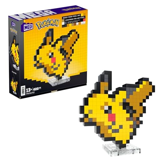 Mega Pokémon Coffret Construction Pikachu, Figurine Articulée, Style Rétro Pixélisé, 15 Cm, Décoration Murale Ou Table, 400 Pièces, À Collectionner, Jouet Enfant, A Partir De 7 Ans, HTH74