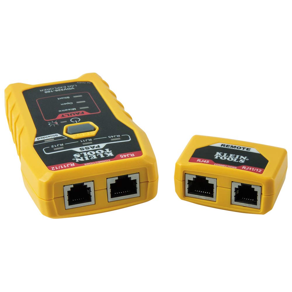 Klein Tools VDV526-100 | Testeur De Cables LAN Explorer Pour Donnees Et Voix Avec Telecommande | Test Continuite Et Defauts RJ11 RJ12 RJ45 | Indicateurs LED | Piles Incluses