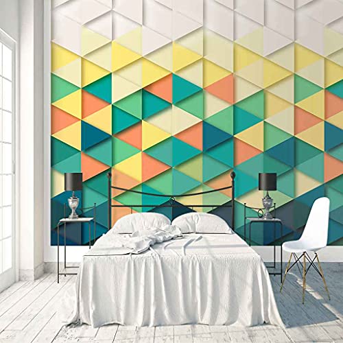 Papier peint 3D triangles colorés autocollant pour rénovation murale