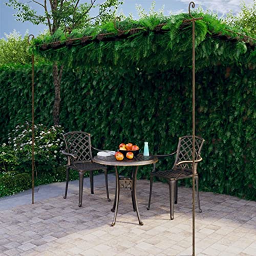 Antique Brown Wrought Iron Garden Arch Pergola with Decorative Inlays, Large Outdoor Structure for Climbing Plants, Sturdy Patio Arbor for Vine Support and Shaded Relaxation