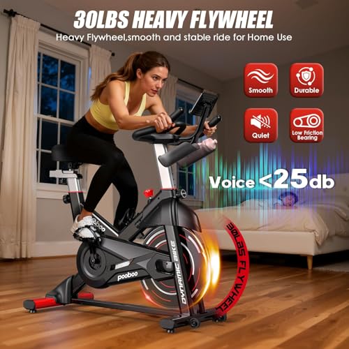 Image of Exercise Bike,Stationary Bike for Home,Magnetic Indoor App Cycling Bike | Low Noise Workout Bike with Exclusive App,Tablet Mount and Fitness Courses for Weight Loss,Adjustable,350lbs Weight Capacity