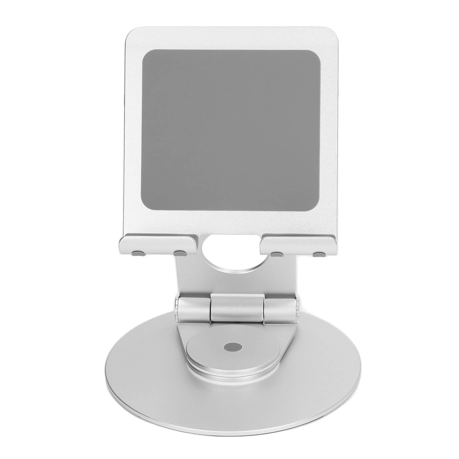 Supporto pieghevole per telefono con rotazione a 360 gradi, supporto da scrivania in alluminio ad altezza regolabile, base stabile per laptop fino a 17,3 pollici e smartphone (Argento)