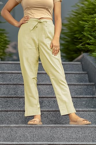 Image of Women's Cotton Regular Fit Trousers - Comfortable and Stylish Casual Office Wear Kurti Pants for Daily Use, Soft and Breathable Fabric