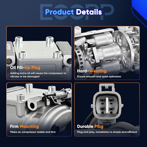 Image of ECCPP AC Compressor with Clutch Fit for Toyota RAV4 2.0L 1998-2000 | 77322,78322 Fast Cooling AC Compressor Low Vibration Under 72db Reduces Engine Load Fuel Efficient