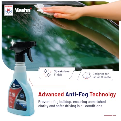 Image of HP Vaahn Car Glass Cleaner - 250 Ml | Anti-Fog Spray for Car Windshield & Mirror Cleaner | Streak-Free Shine | Dirt & Grime Removal | Crystal Clear Visibility in All Weather | Glass Cleaning Spray