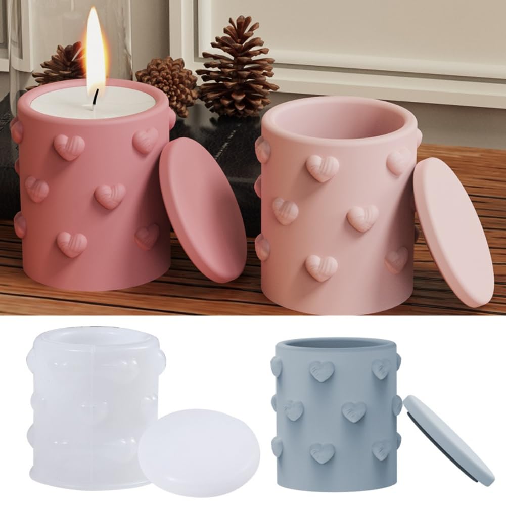 Aundhegrtt Jewelry Storage Box with Lid Silicone Mold, Home Decor Craft Tool DIY Handmade Candle Cup Aroma Jar Epoxy Resin Molds