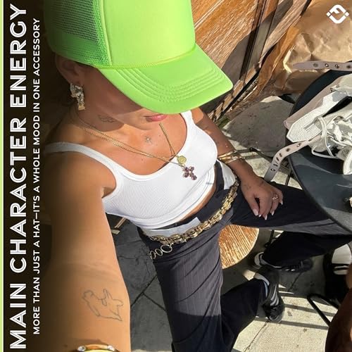 Image of Funky Junque Foam Trucker Hat, Trucker Hats for Women & Men - Blank Adjustable Snapback Mesh Back Baseball Cap