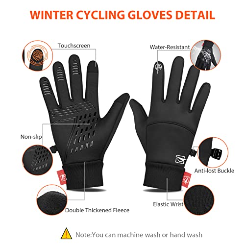 Yobenki Warm Winter Gloves, Anti Slip Touchscreen Gloves Windproof and Water Resistant Running Gloves Thermal Gloves Cold Weather Cycling Gloves for Men Women Walking Riding Driving Cycling - Image 4