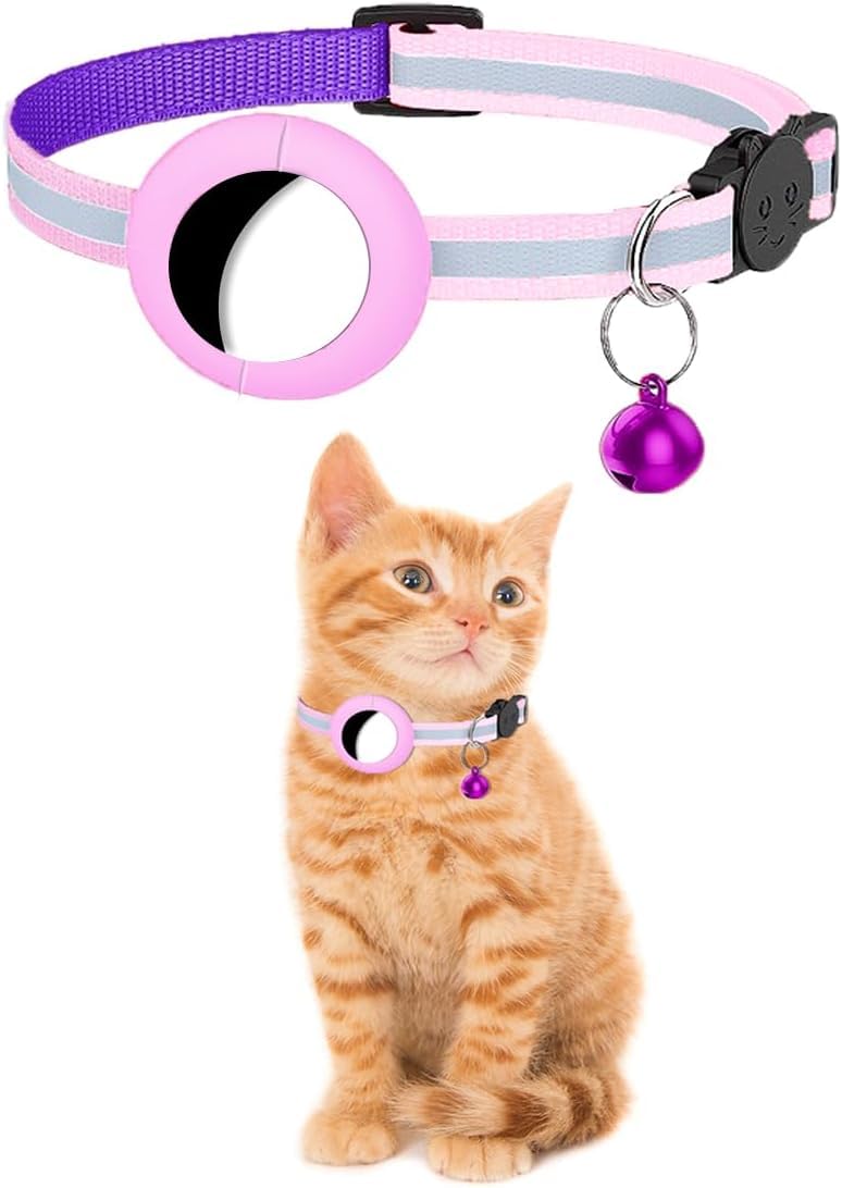 PF Doggy CUIDA DE ÉL Collar de Seguridad Antiestrangulación PF Doggy con Hebilla para Seguimiento GPS Apple AirTags para Gatitos, Gatos, Perros Pequeños. GPS Cat AirTag no Incluido