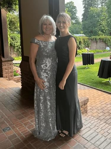 Sparkly Sequin Mother of The Bride Dresses for Wedding Off Shoulder Cap Sleeves Formal Evening Dress2