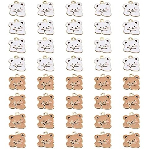 COGCHARGER 40 Pieces 2 Colors Bear Alloy Charms Enamel Animal Pendants Light Gold Bear Charm Pendant for Jewelry Necklace Bracelet Earring Making Crafts Cover
