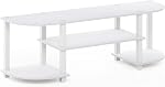 Furinno Turn-S-Tube TV Stand, 3-Tier Entertainment Center for TV up to 55 Inch, TV Console with Round Corner and Open Shelves, for Living Room, Bedroom, White