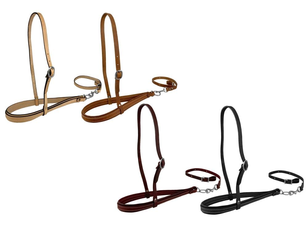 Heavy Leather Adjustable Noseband Tie Down w/Strap (Black)