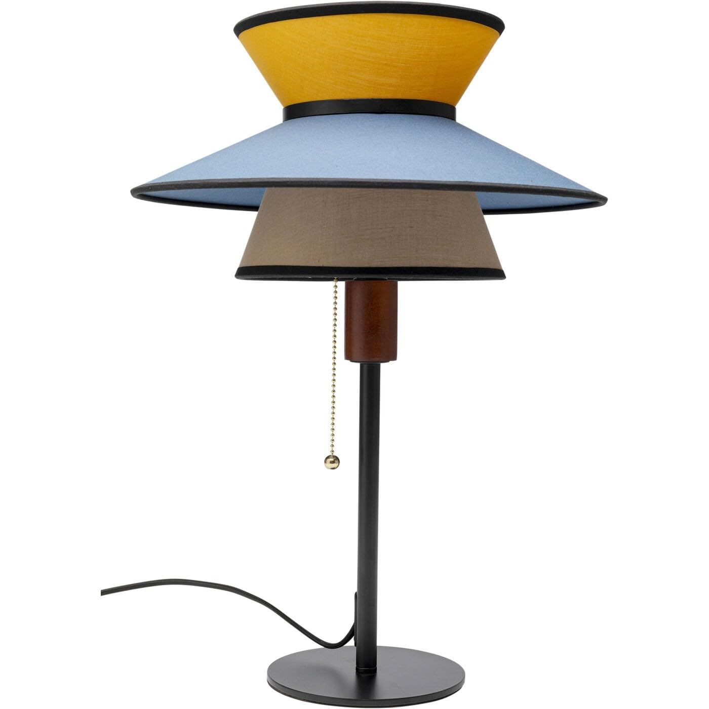 Kare Design Tischlampe Riva Blau/Gelb, Tischleuchte, Stahlgestell, Desk Lamp, Baumwoll Schirm, kein Leuchtmittel inklusive, Lampe für Wohnzimmer, Schreibtischlampe, Schlafzimmer, 49x35x35 cm (H/B/T)