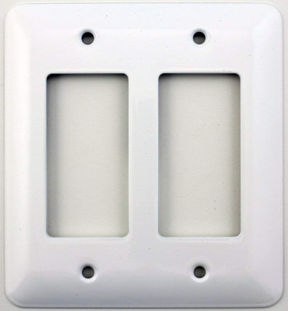Mulberry Princess Style White Two Gang GFI/Rocker Opening Switch Plate (100)