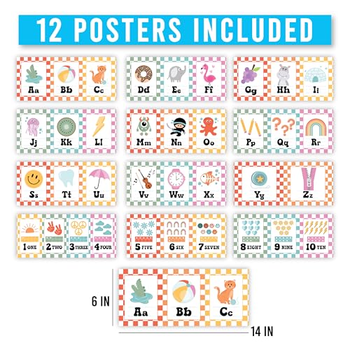 Hadley Designs Alphabet for Classroom Wall Decor - ABC Posters for Classroom Wall Chart Preschool & Kindergarten, ABC Letters & Number Line Elementary, Alphabet Cards, Retro Classroom Decor - Image 4