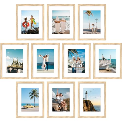 decorUhome 10 Pack 8.5 by 11 Picture Frame Collage Wall Decor with 6x8 Mat