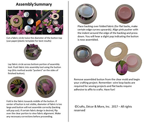 100 Buttonsucover Size 20 Flat Back Cover Buttons And Assembly Tool Kit #TOP4