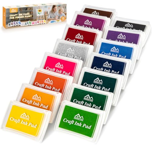 MERDTTES 15 Colors Ink Pads, Washable Stamp Pads for Kids Crafts