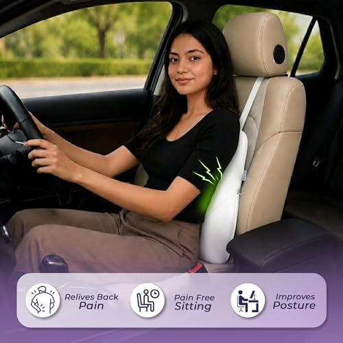 Image of Billebon Premium Car Seat Cushions Combo| Lumbar Support| Neck Rest & Car Wedge Seat Cushion for Long Drive Comfort| Gel Infused Memory Foam| Ergonomic Car Cushions Pillows -Black
