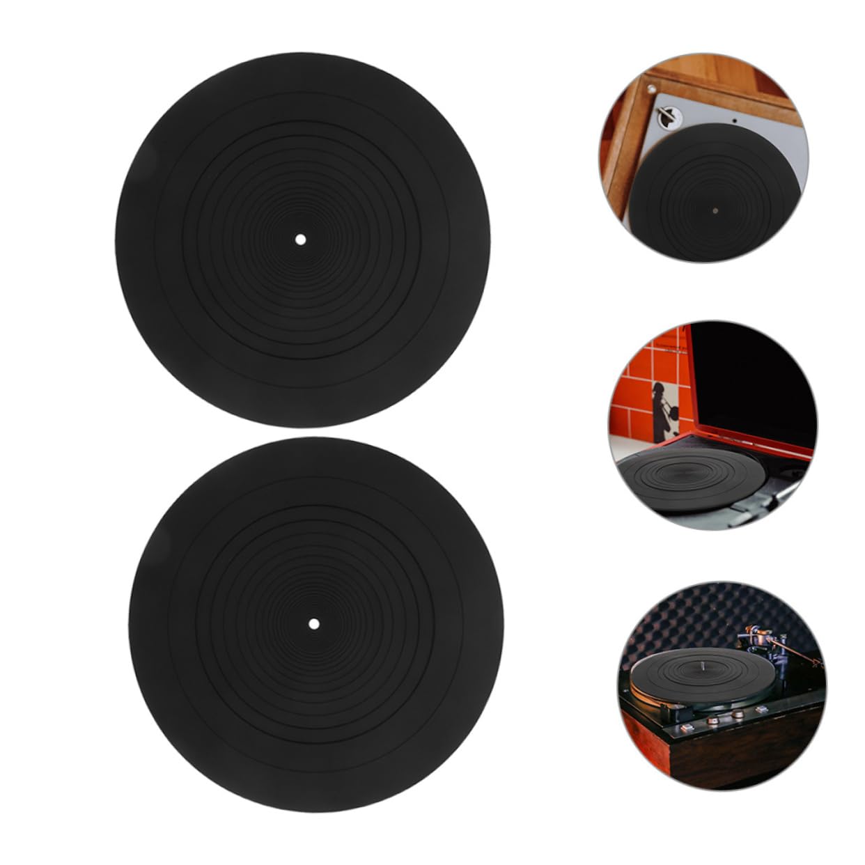 Abaodam 2 Tappetini in Silicone Nero per Giradischi, Antistatici, Proteggono i Dischi in Vinile, Sostituzione per Lettore Vinile, 2 Pezzi