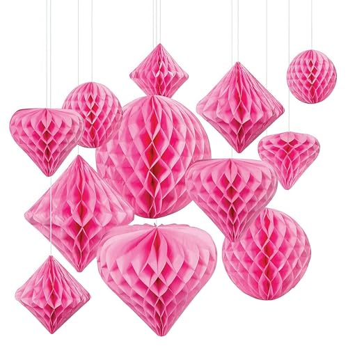 Décorations en papier nid d'abeille rose : lot de 12 pièces classiques pour toutes vos fêtes